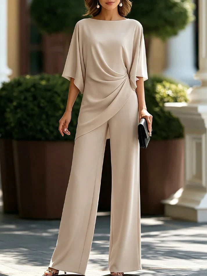 Gabriella | Completo con Blusa Drappeggiata e Pantalone Ampio