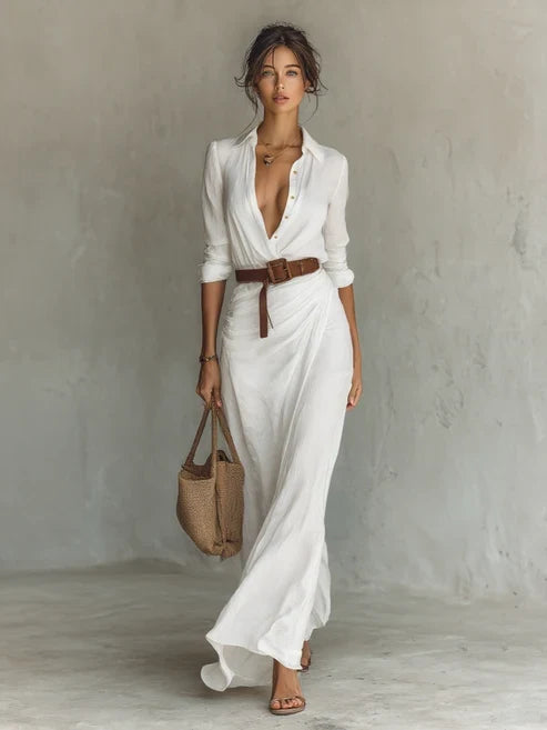 Costanza | Abito Maxi con Collo Revers