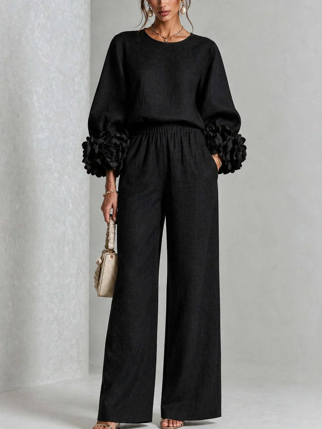 ROSALIE | Completo a due pezzi con polsini floreali