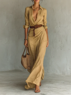 Costanza | Abito Maxi con Collo Revers