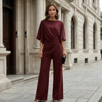 Gabriella | Completo con camicetta drappeggiata e pantalone ampio