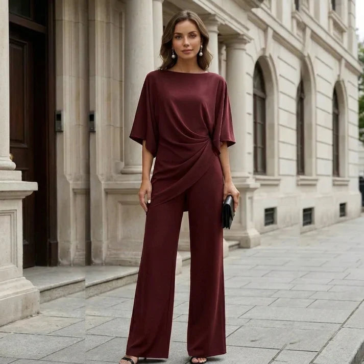 Gabriella | Completo con Blusa Drappeggiata e Pantalone Ampio