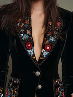 María | Blazer Ricamato con Stampa Floreale Multicolore