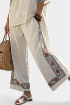 Tameric | Blusa Grezza Ricamata Sofisticata & Pantaloni Larghi